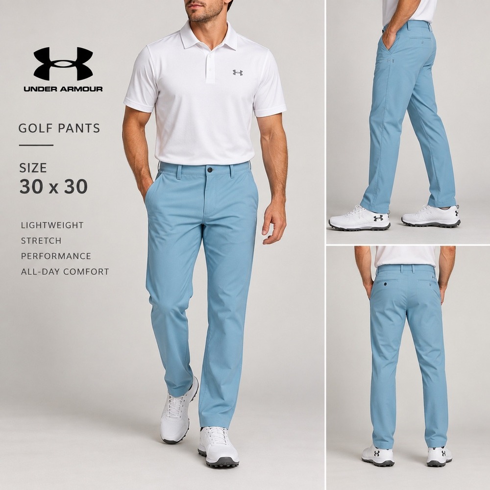 Under Armour Mens Golf Pants Blue Lightweight Stretch Performance 30x30 1342264